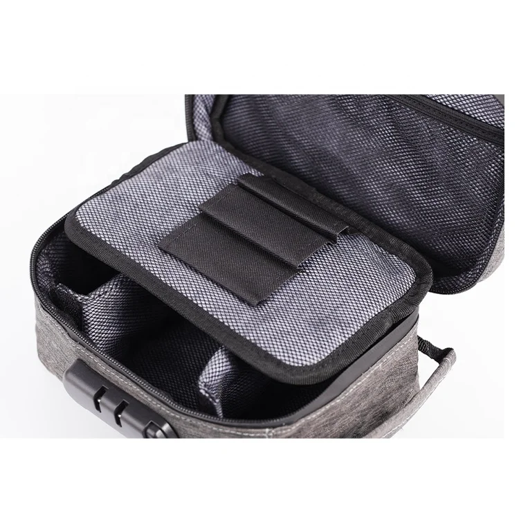 Oxford cloth Travel case carbon lined ziplock smell proof bag with Fixed partition