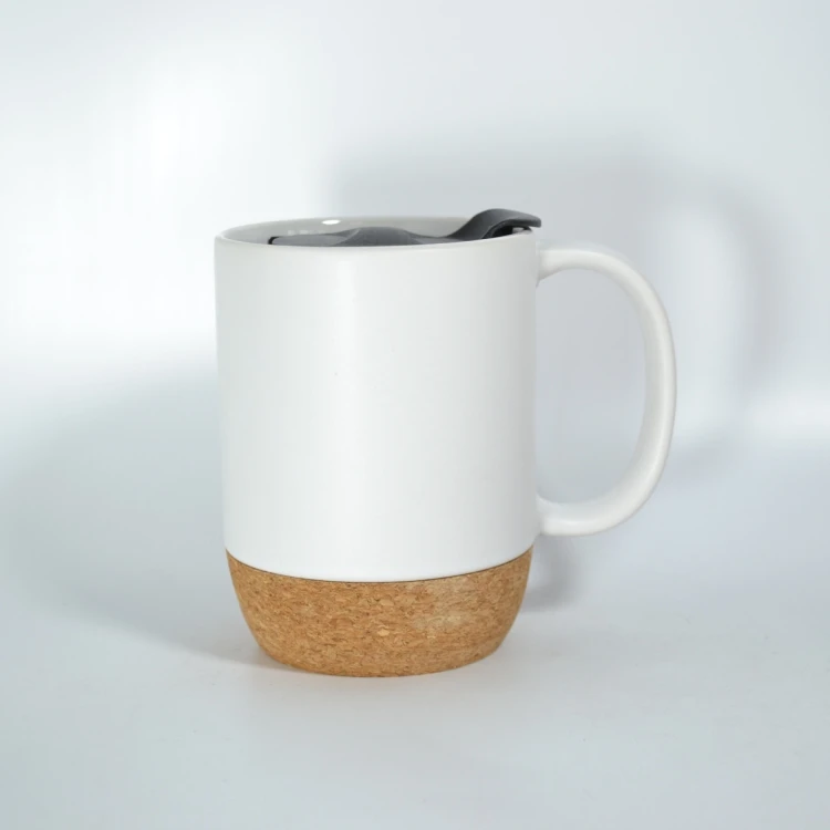 Best selling products matte black 12oz coffee cork ceramic mugs with cork bottom
