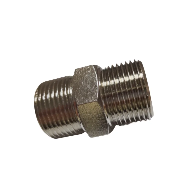 Factory outlet hexagonal nipple stainless steel materials double thread NPT  metric screw type parts
