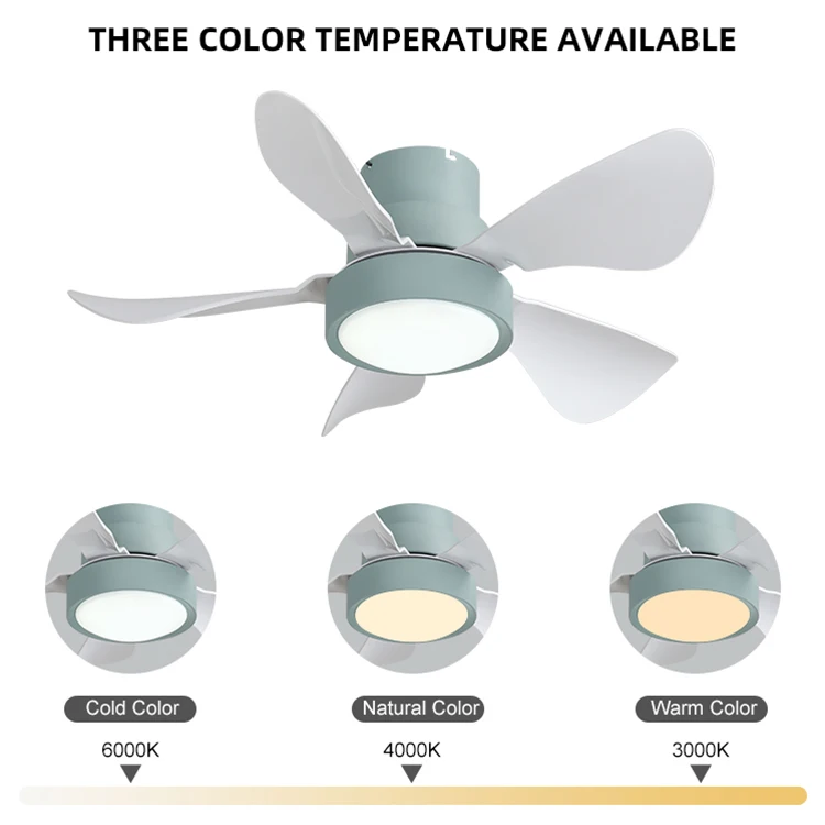 Modern Design 32 Inch 5 Abs Blade Dc Motor Decorative Remote Control Led Ceiling Fan With Light