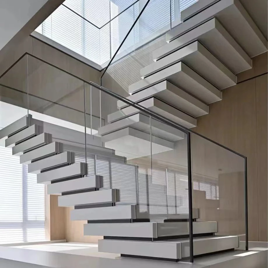 VIKO 2023 Modern Indoor Home Oak Box Suspended Staircase Floating Stairs