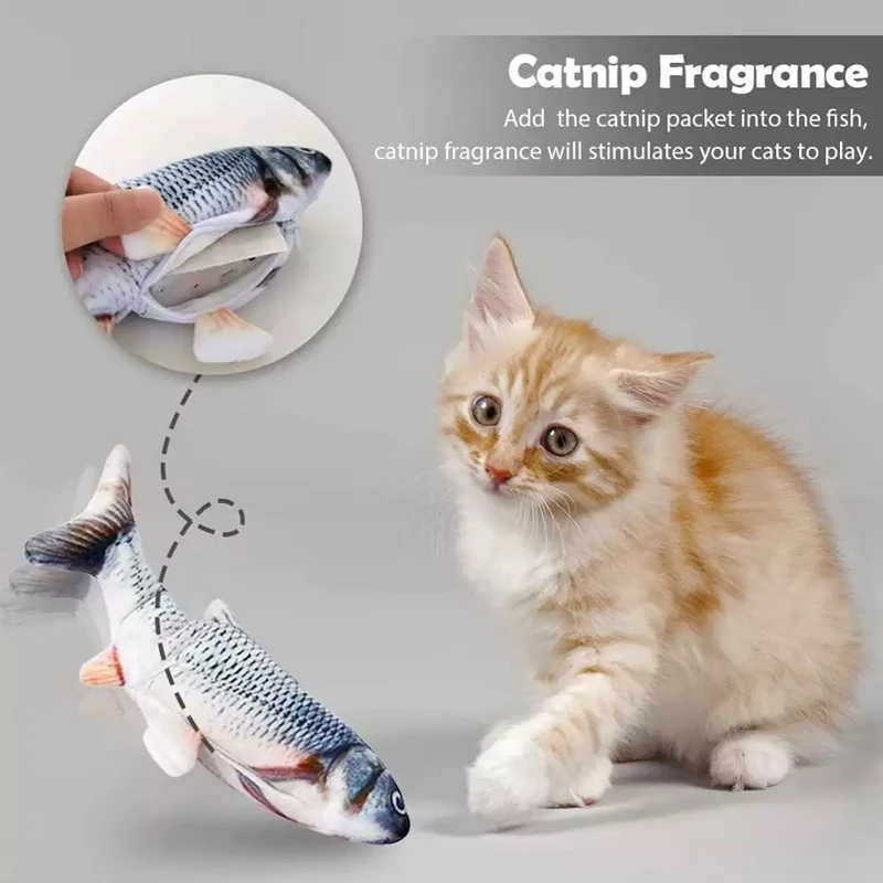 Pet Soft Plush 3D Fish Shape Cat Toy Interactive Gifts Toys Robot Fish Usb Fish Toys