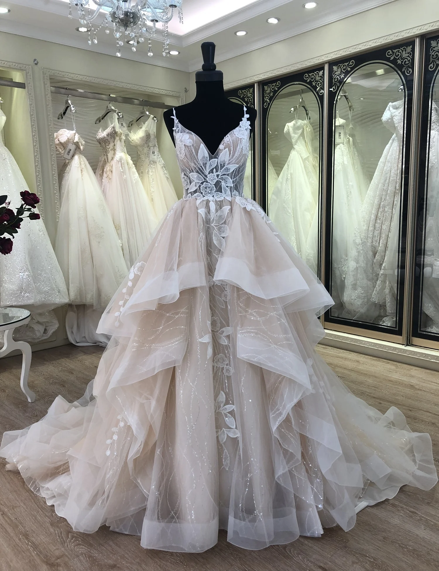 vestidos de noiva 2022 High quality ruffles spaghetti strap  wedding dresses ball gowns for women