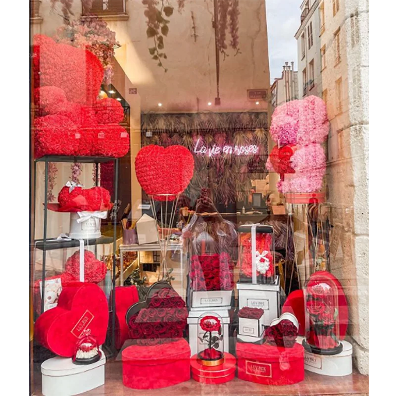 2022 Customized Romantic teddy bear valentine rose Teddy Bear Gift Birthday Present Christmas Wedding Artificial Flowers