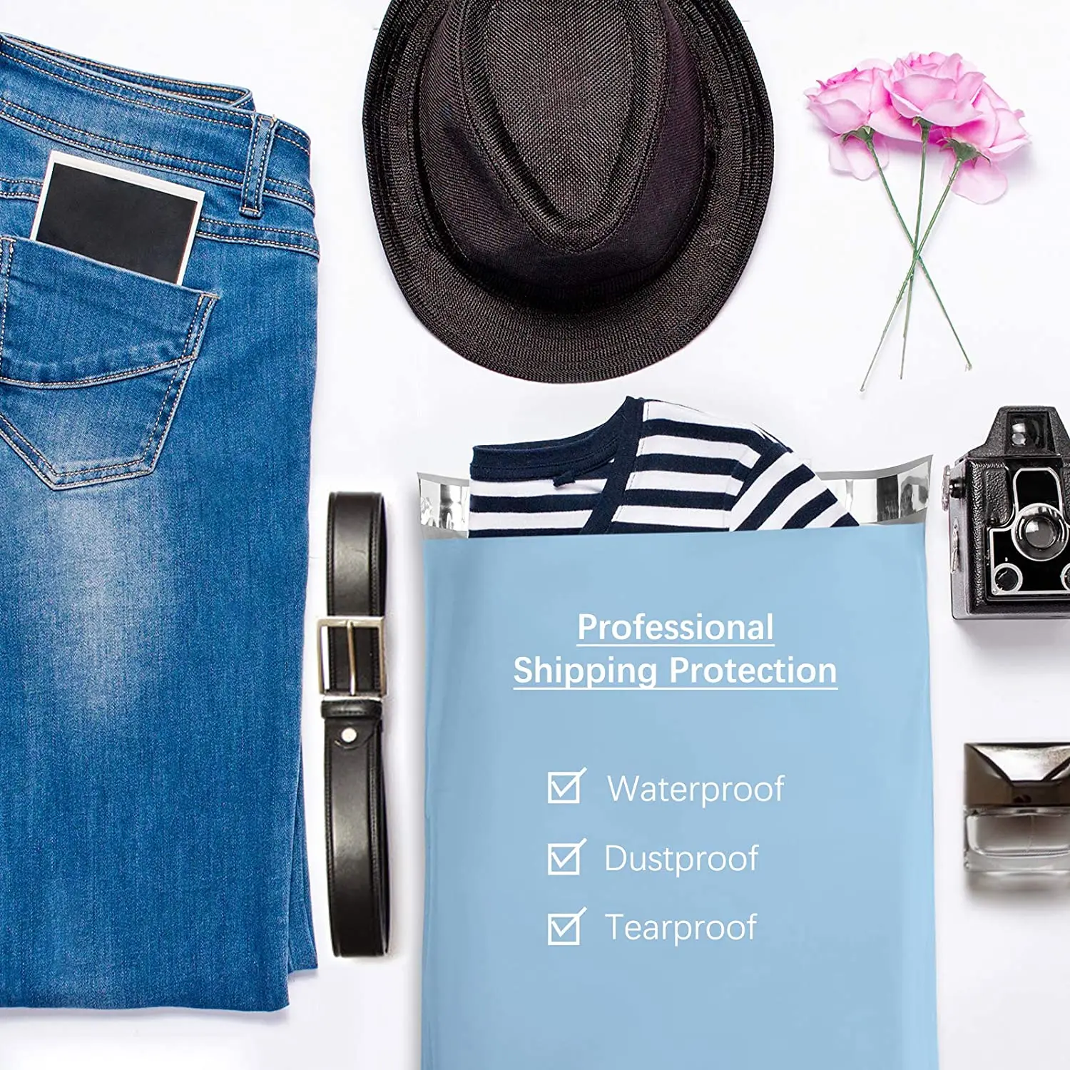 Poly Mailers 12x15.5 100 Pack Large Shipping Bags Strong Adhesive Postal Bags Sky Blue Mailing Bags Multipurpose Envelopes