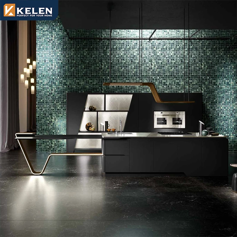 Kelen 2025 Kitchen Cabinets Custom Factory Direct Modern Modular Lacquer Finish Handless Plywood Kitchen Cabinets