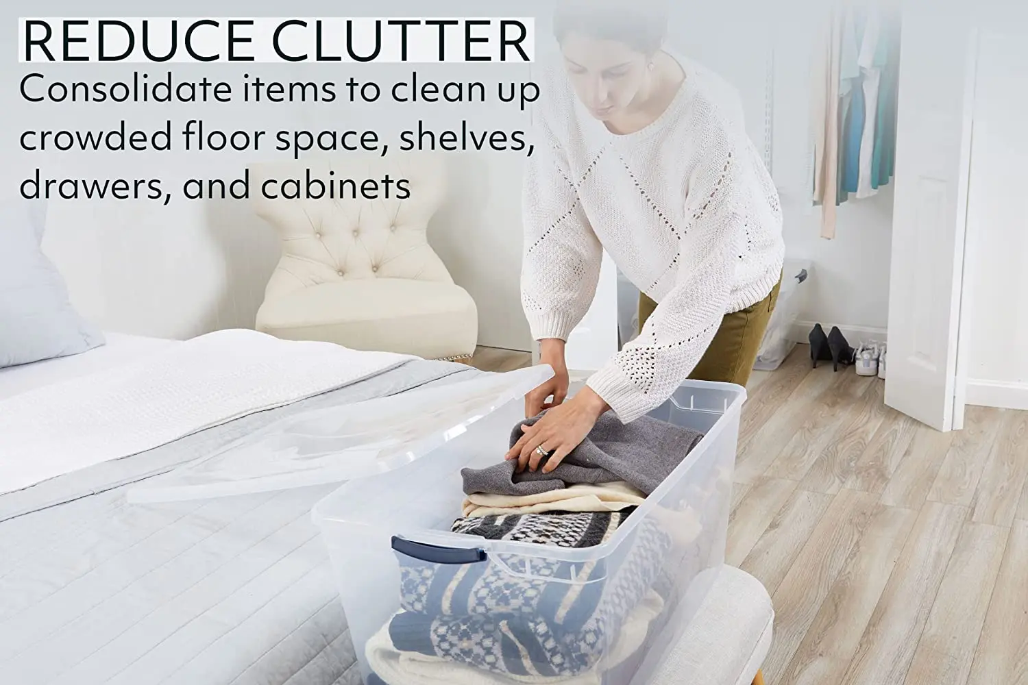 Прозрачное крупногабаритное студенческое общежитие с крышкой сменный шкив отделка утолщенные умные прозрачные пластиковые контейнеры для хранения