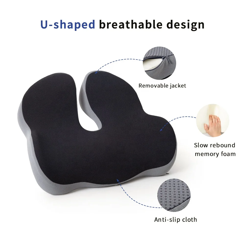 Custom Factory wholesale customizable logo slow rebound orthopedic high-end ergonomic Coccyx detachable memory foam cushion