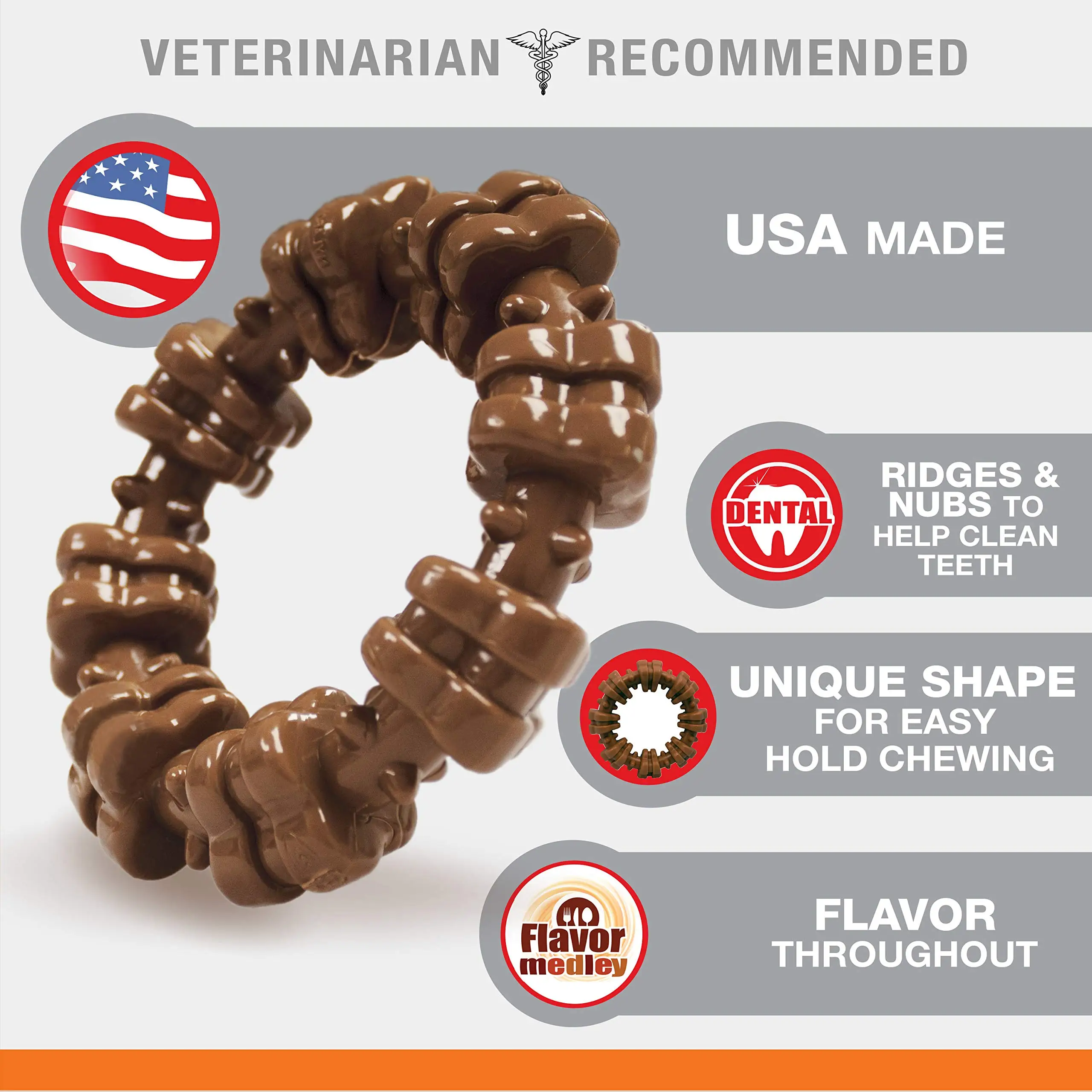 Nylabone Power Chew Textured Dog Chew Ring Toy Tough and Durable Dog Chew Toy for Aggressive Chewers Flavor Medley Large Souper