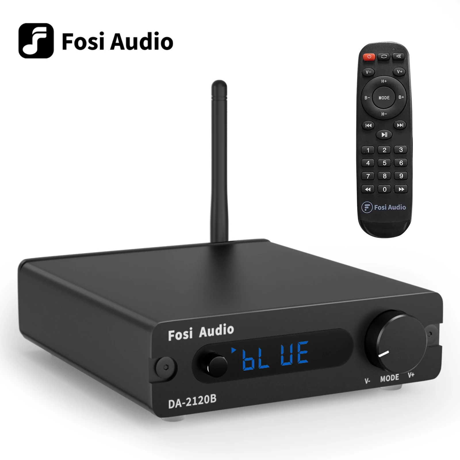 Fosi Audio DA2120B Blue Amplifier TPA3116 Stereo Audio Class D Wireless Power Amp Hifi 100W Passive Speakers Remote Control CB