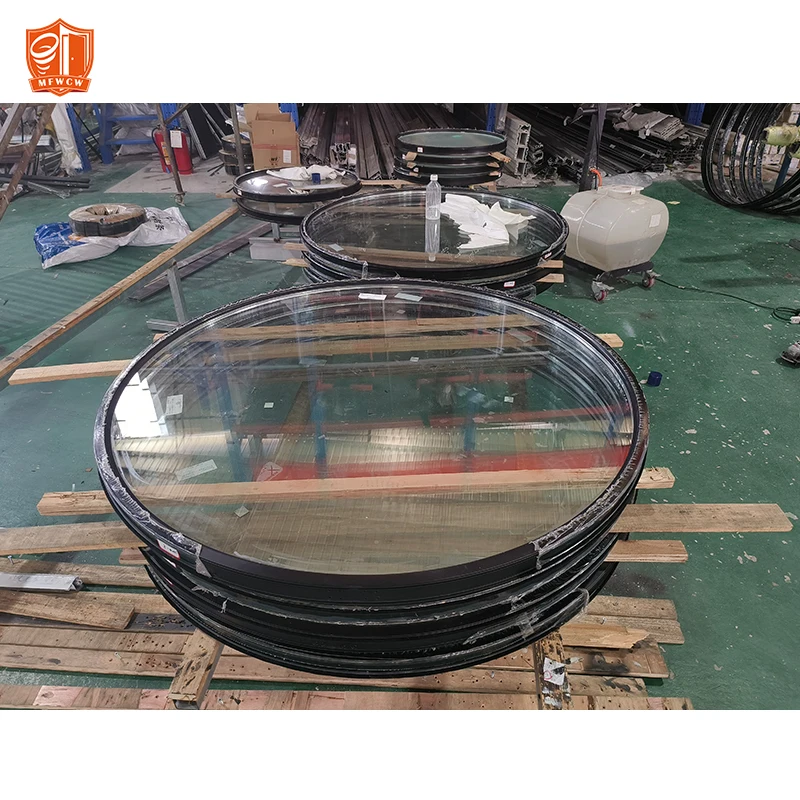 Customizable aluminum framed round glass skylight