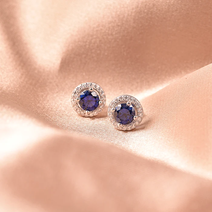 Wholesale luxury fine jewelry Sapphire gemstone Stud Earrings jewellery