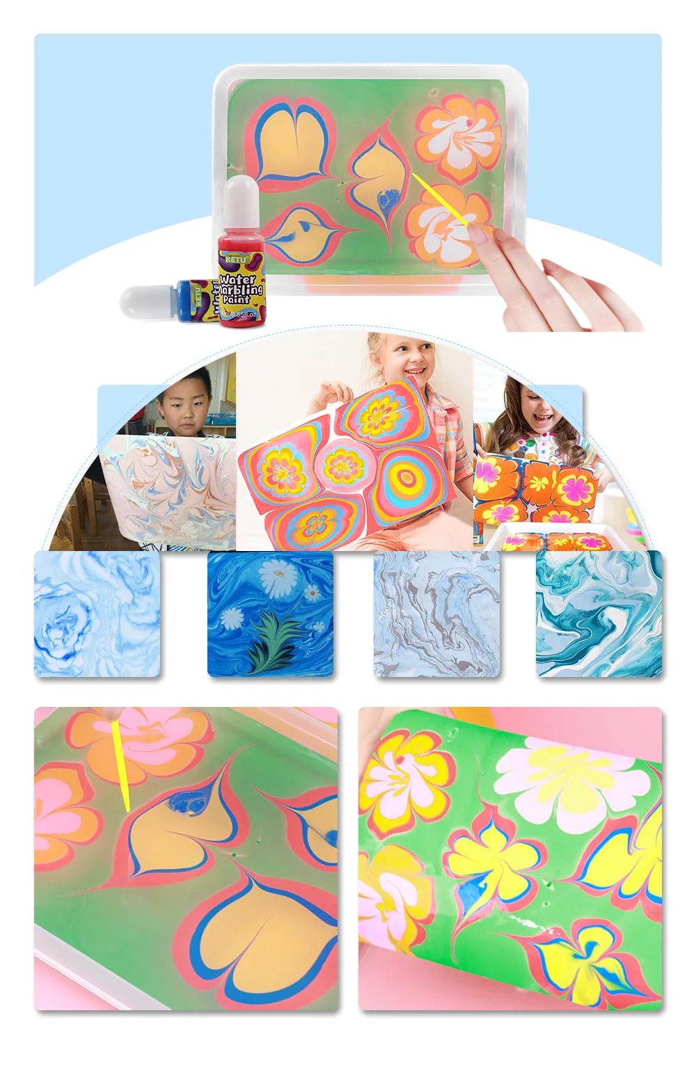 Заводская поставка, популярный товар, набор художественной краски с мраморным эффектом для детей