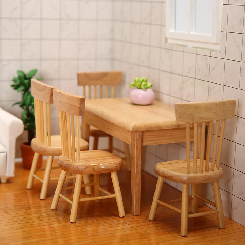 High Quality Wooden 1:12 Dollhouse Furniture Doll House Kitchen Miniature Dollhouse Accessories of Dining Room Accessory