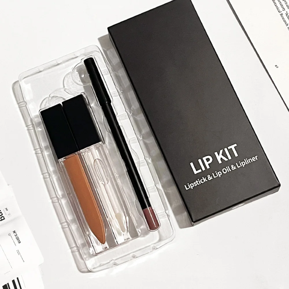 6 Colors No Labels Oem Private Label Vegan Waterproof Liquid Lipstick Lip Oil Lipliner Set Custom Logo Matte Lipstick Lip Kit