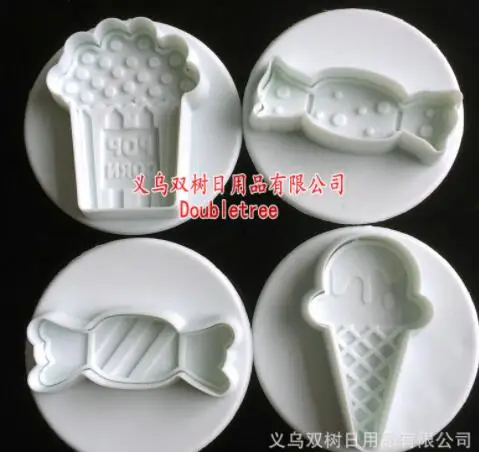 60g multi Bakeware 4pc ice cream candy car cookie cutter fondant tool plastic diy biscuit plunger cake decorating cupcake liner