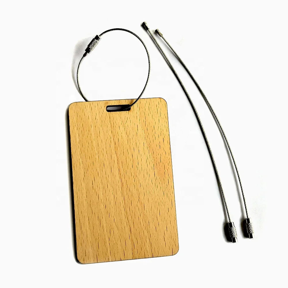 Wholesale Reusable Blank Wooden Name ID Travel Baggage Tag Bamboo Luggage Tag