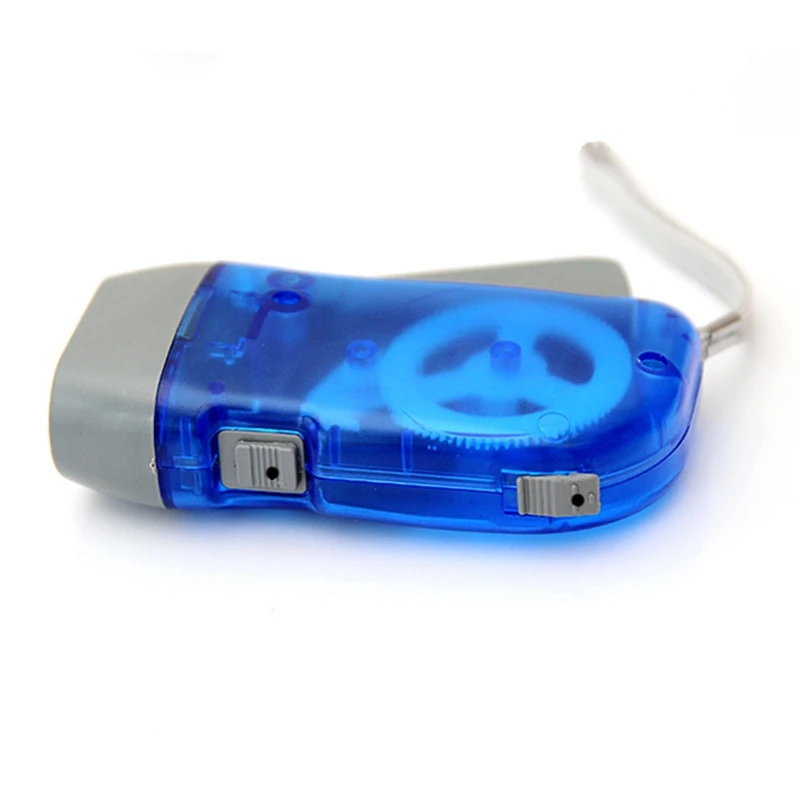 Custom Logo Hand Crank Generator 3 LED Dynamo Flashlight