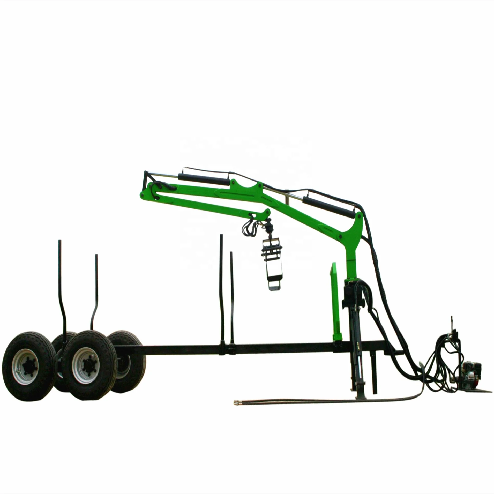 8ton log trailer with crane for tractor