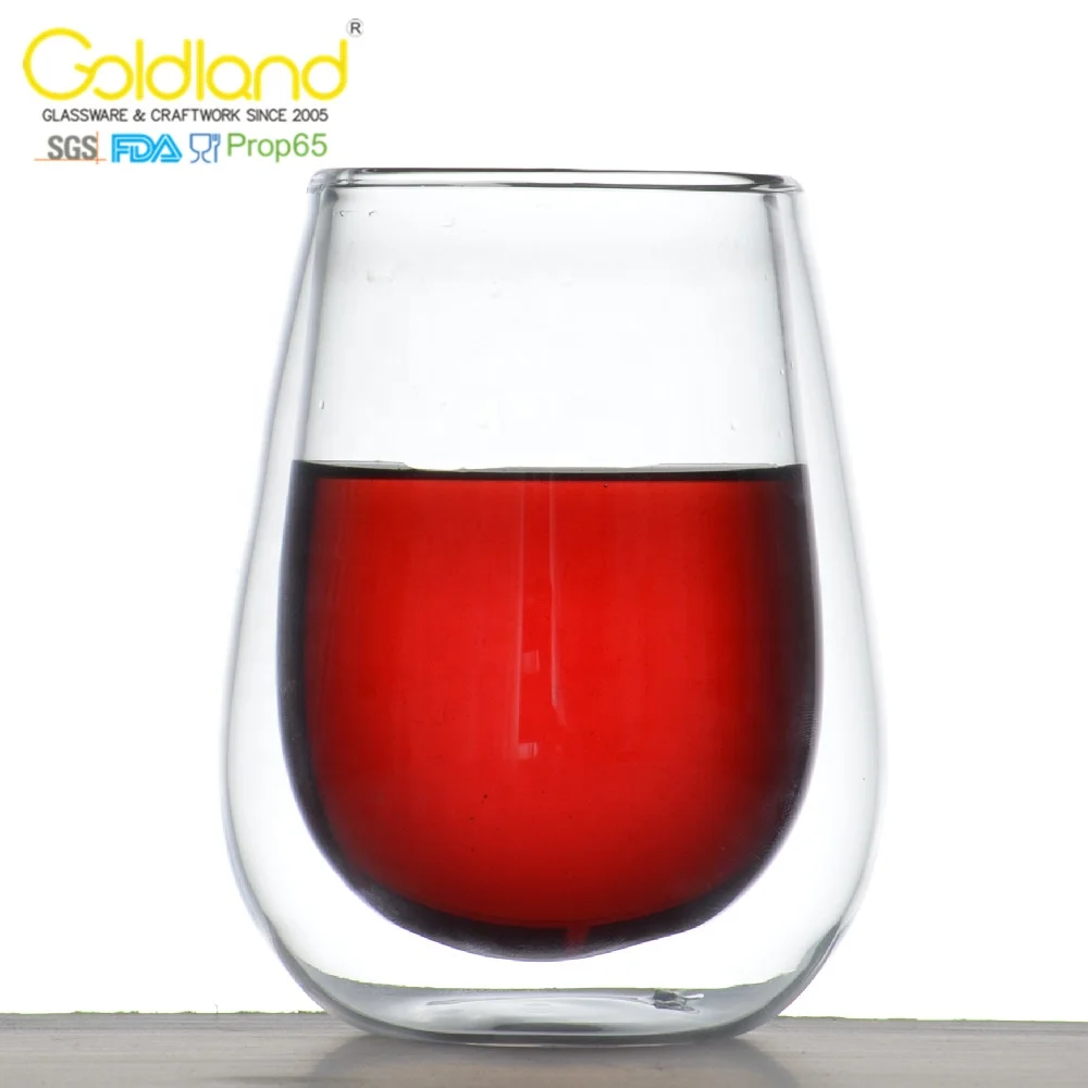 Stemless Glass Coffee Tea Cup Custom Borosilicate Insulation Double Wall Glass Classic Durable Glass Cups