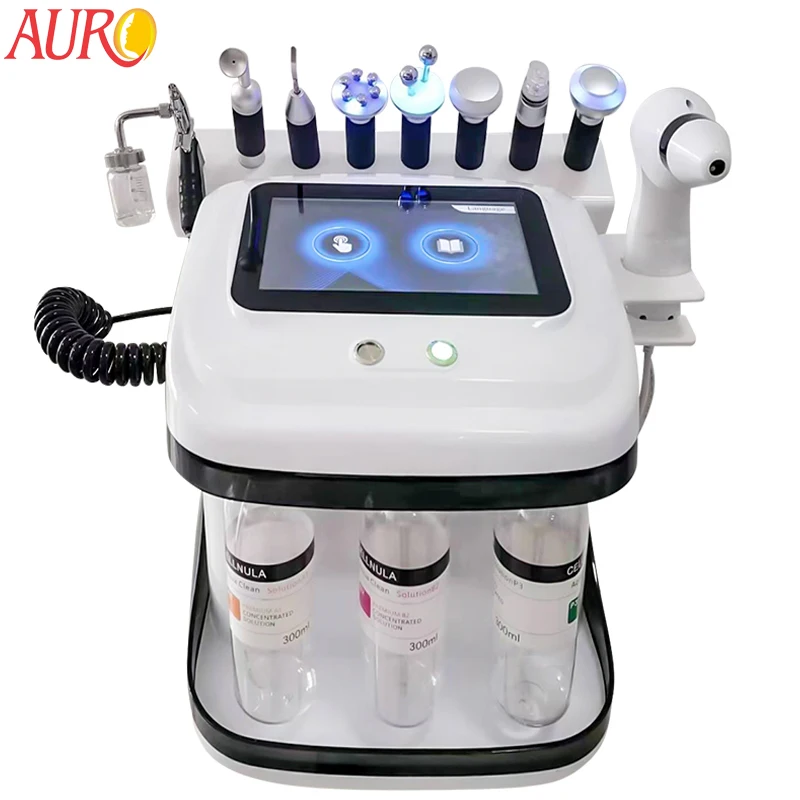 AU-U9 9 In 1 Multifunctional Hydra Skin Care Facial Machine Professional Micro Hydradermabrasion Skin Monitor Facial Machine