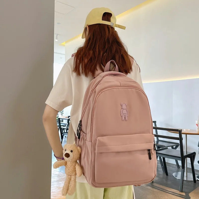 2022 summer new shoulder bag Korean girls backpack solid color large capacity student schoolbag