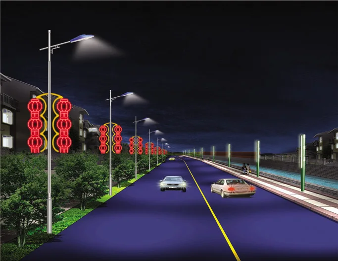 LED lamp belt light pattern 4m-15m pole 30w-300w decorative street light for holiday decoration