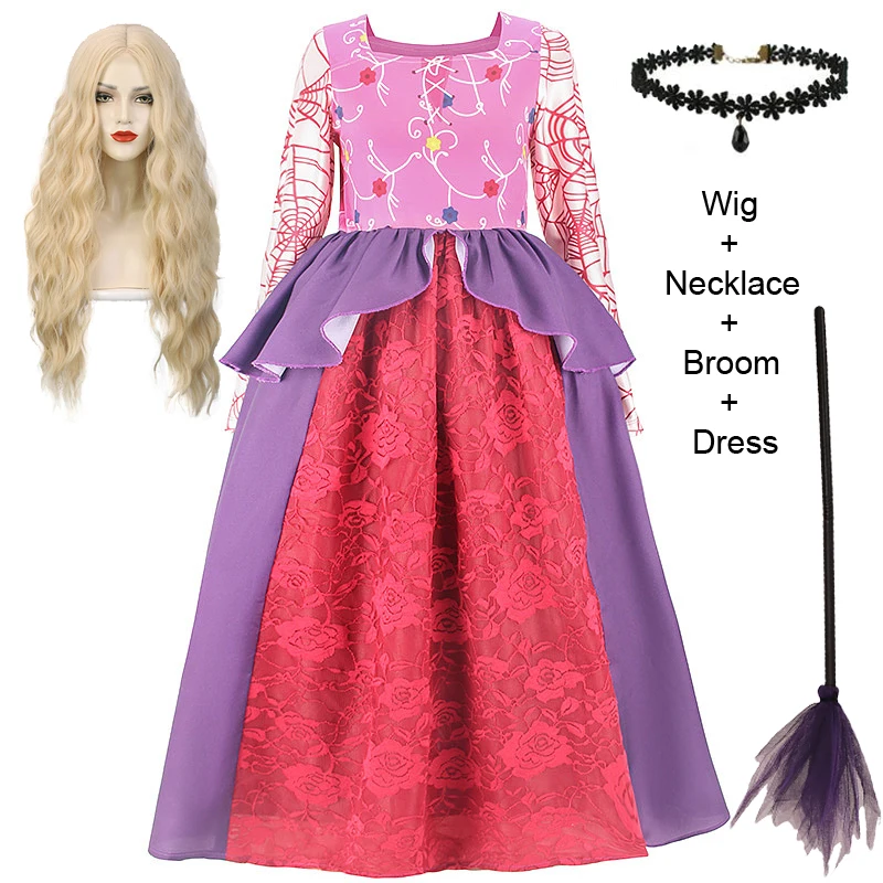 LZH Halloween Party Carnival Outfits Cosplay Costumes Witch Medieval Retro Hocus Pocus 2 Sarah Dress