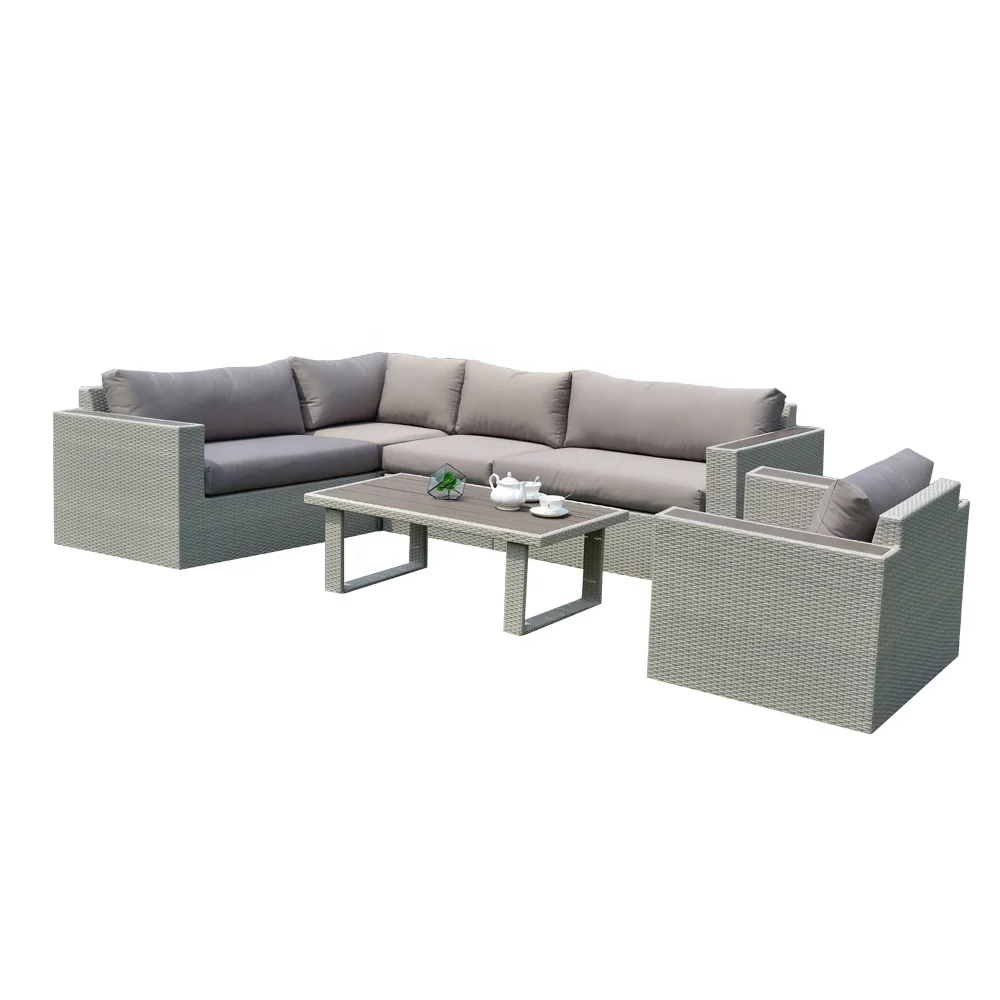 
Garden Furniture Rattan Outdoor l shaped weatherproof sectional combination Sofa Set 