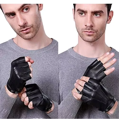 High quality unisex bicycle and motorbike motorcycle half fingers driving genuine leather gloves leather