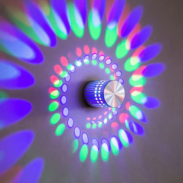 Современный настенный светильник RGB, цветное украшение KTV, 3 Вт, алюминиевый цилиндр, светодиодные настенные лампы, бра для комнатного домашнего праздничного освещения