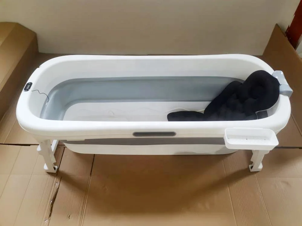 Collapsible Bathtub Kids Portable Foldable Adult Baby Toddler Kids Massage Pool Headrest Insulation Lid Large Soaking Bath Tub