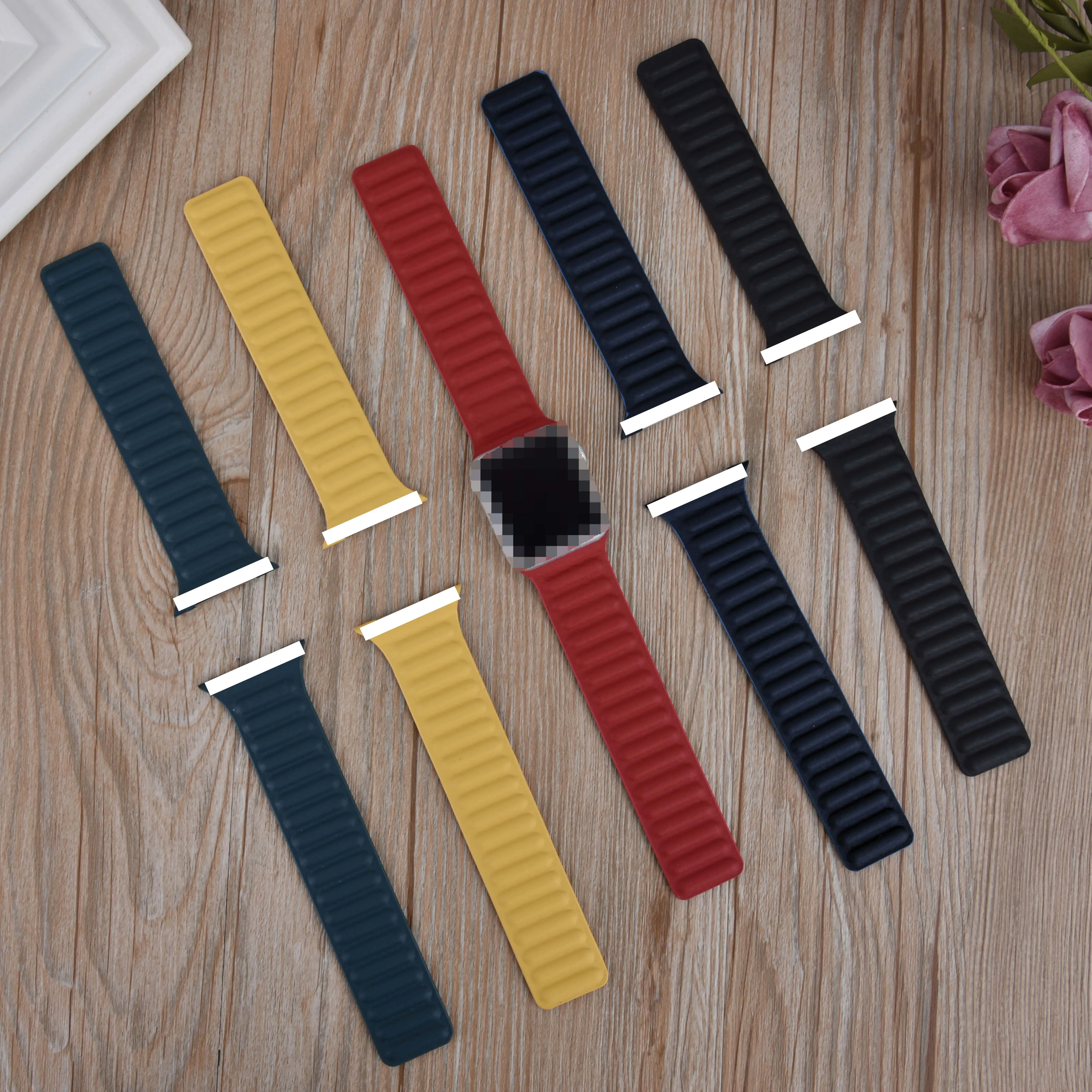 Custom Design Magnetic Silicone Or Genuine Leather Watch Band For Apple Watch Leather Band For Apple Watch Series 6 44mm Band