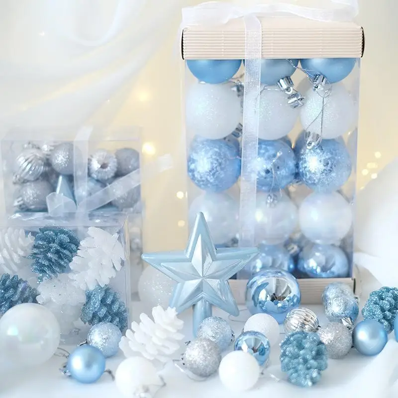 Factory Wholesale Christmas Festival Decorations Aqua Blue Christmas Ball Pendant Pine Cone Christmas Tree Ornament Hanging