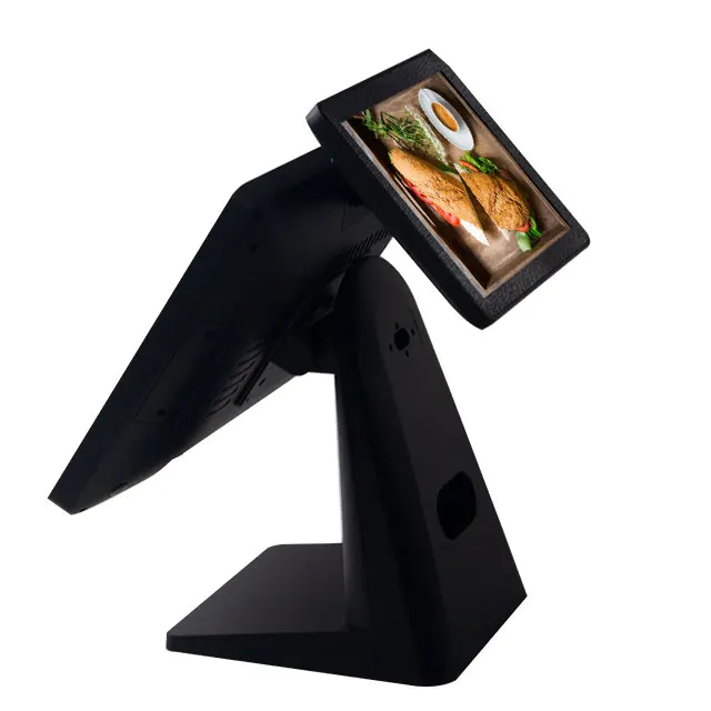 15/15.6 Inch Dual Screen Touch POS Cash Register Machine Aluminum Material Support WF BT Marketplace Restaurant Retail SDK
