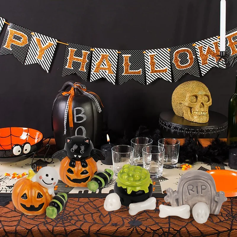 Halloween Ceramic Ghost Pumpkin Tombstone  Indoor Party Table Top Decoration Halloween decoration