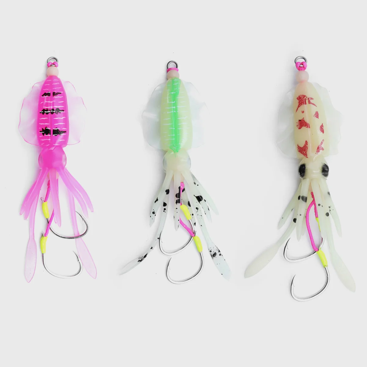 New Salt water fishing Life like 5.9 inch Luminous soft Octopus Lure with Biotic Eyes Bright Glow at dark and strong steel Hook