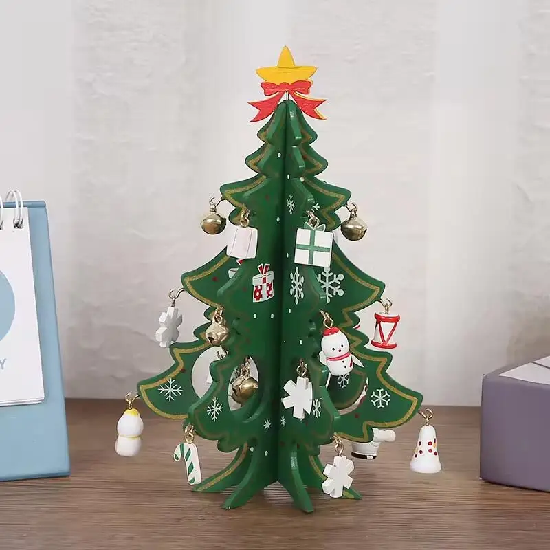 Christmas Gifts 3D Mini Christmas Tree Window Display Crafts Tabletop Wooden Christmas Tree