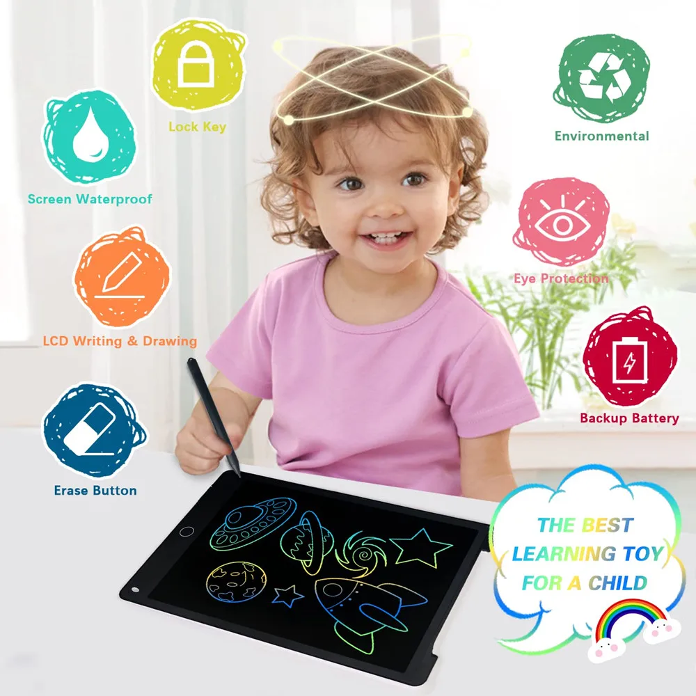 portable Erasable lcd writing tablet 8.5 inch with memory waterproof electronic wirting pad for children kids
