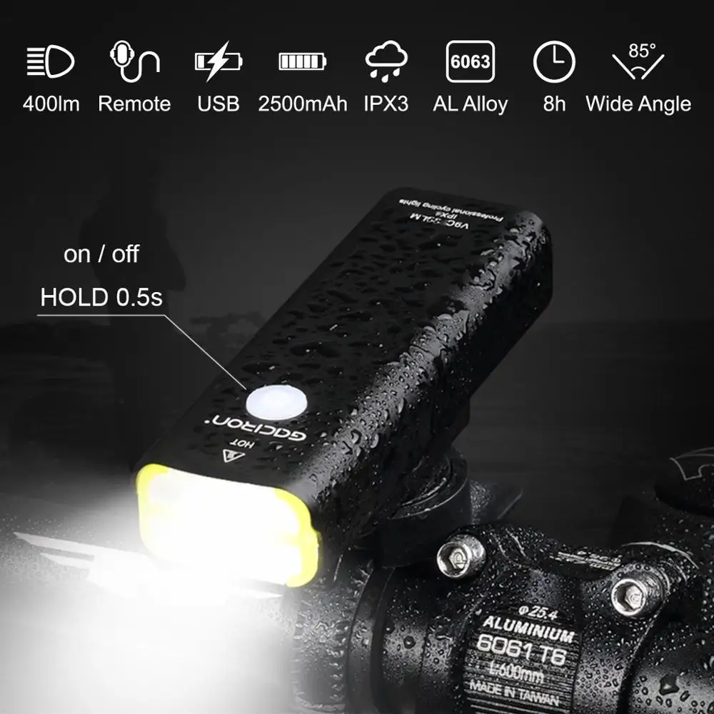 Gaciron 18650 Battery Rechargeable Bike Flashlight Cycling Led Bicycle Light