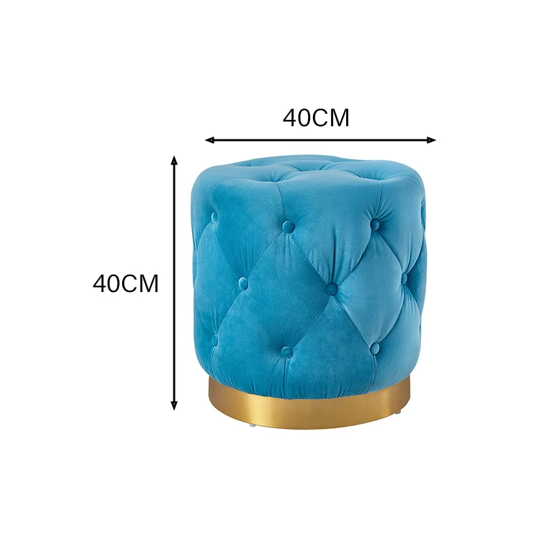 Wholesale Hot Selling Modern Round Ottoman Stool Velvet Fabric Tufted Footstool Ottoman For Living Room Furniture
