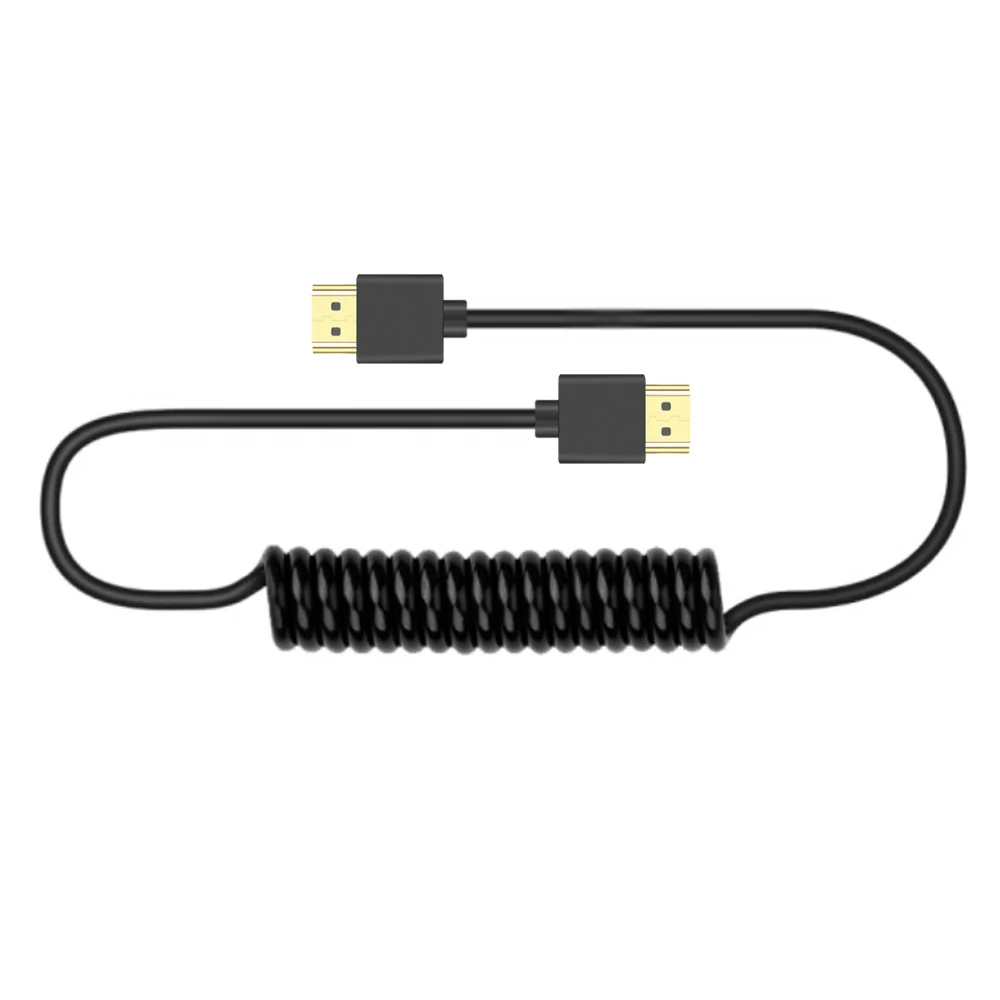 Doonjiey high quality 1080P  1m  1.8m HDTV Male to HDTV Male Cable Lead Cord Wire Spring coiled hdtv Cable