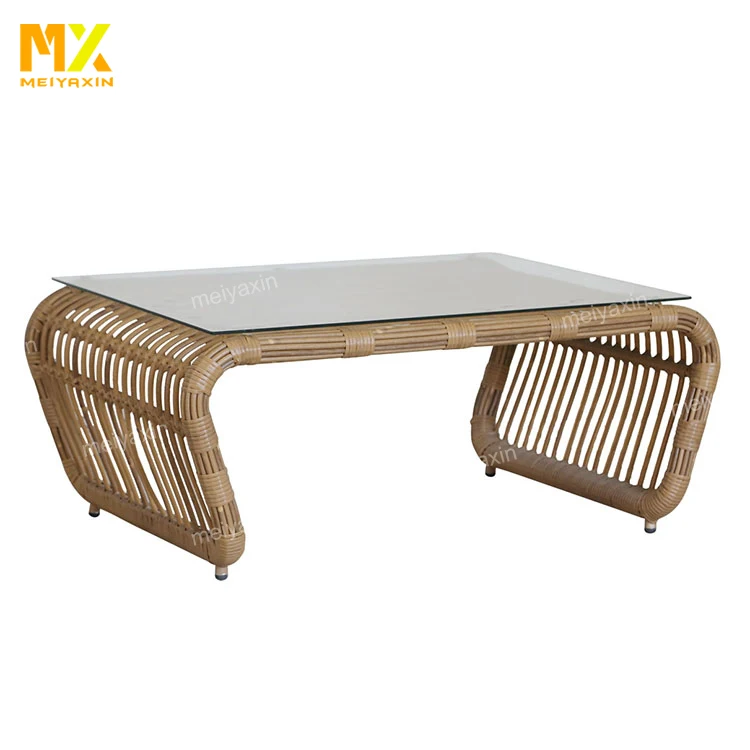 
MEIYAXIN rattan patio hotel glass garden table set(accept customized) 
