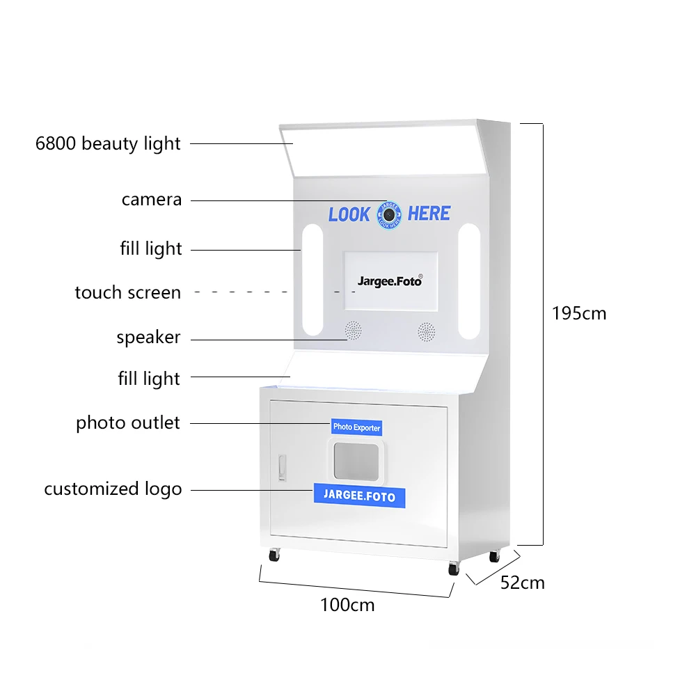 Indoor Portable Ultra Slim Size Photo Booth Voice Guidance Self-service Photo Booth Adjustable Lights Led Photo Booth