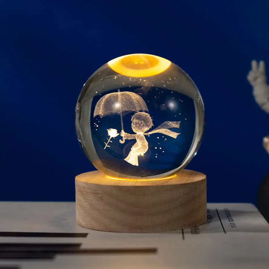 3D Галактическая солнечная система окружающий уникальный хрустальный шар светодиодный ночник для подарка