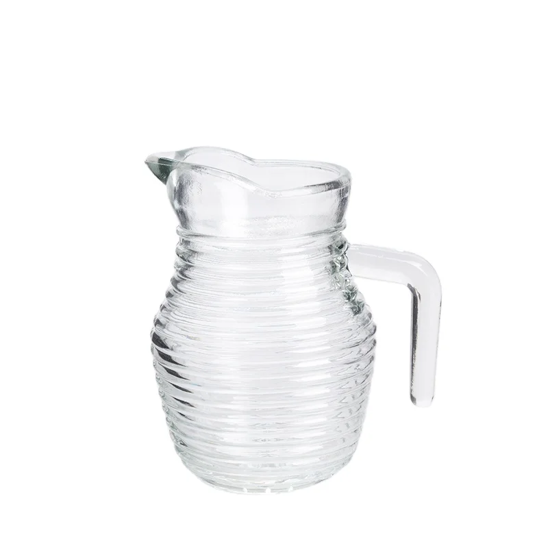 Hotsale Factory cheap glass jug water bottle pitcher with handle 500ml 600ml 1L 2Lbeer juice water jug