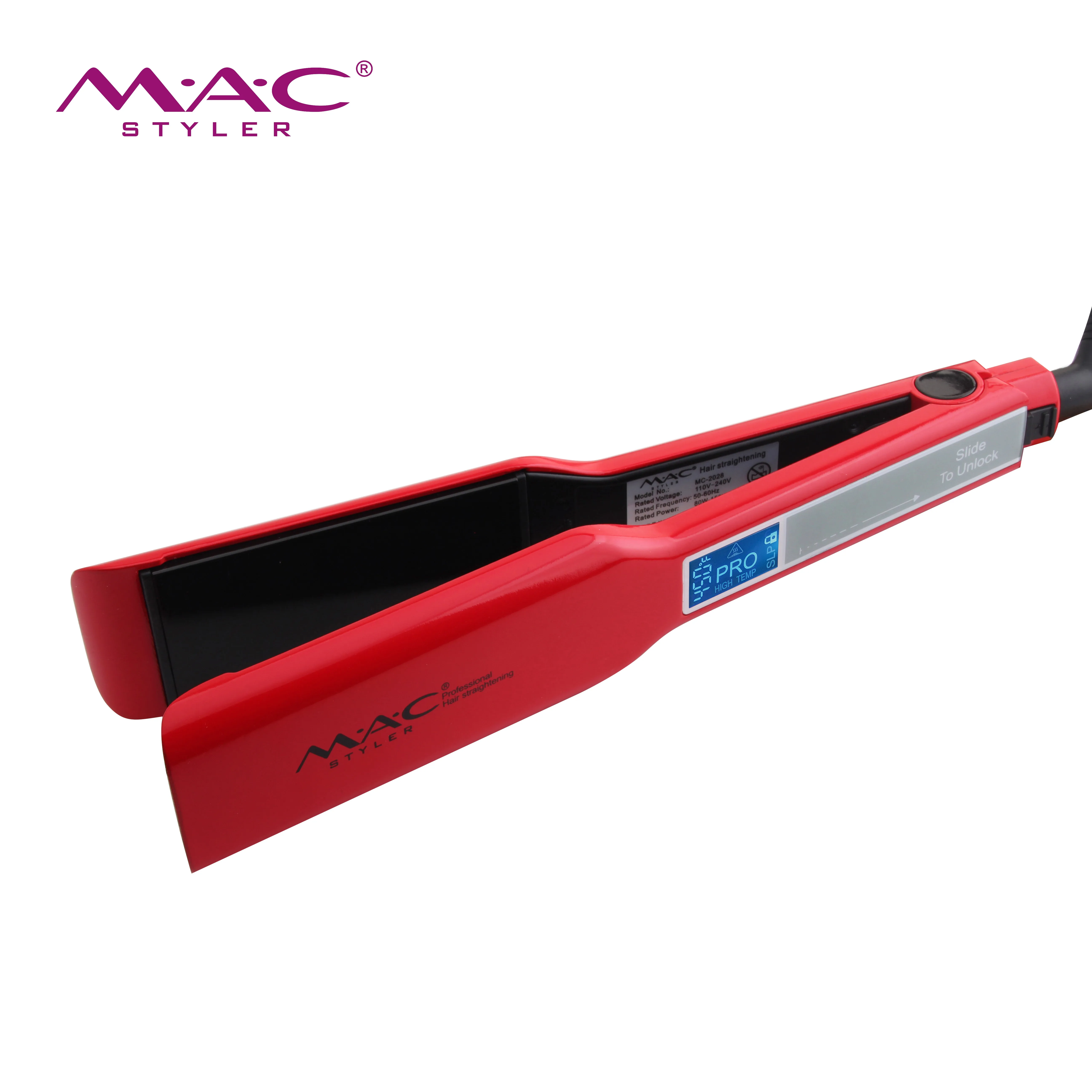 Gift Box Packaging Digital Display Titanium Flat Iron Salon Touch Screen Sliding Design Professional Care Hair Straightener