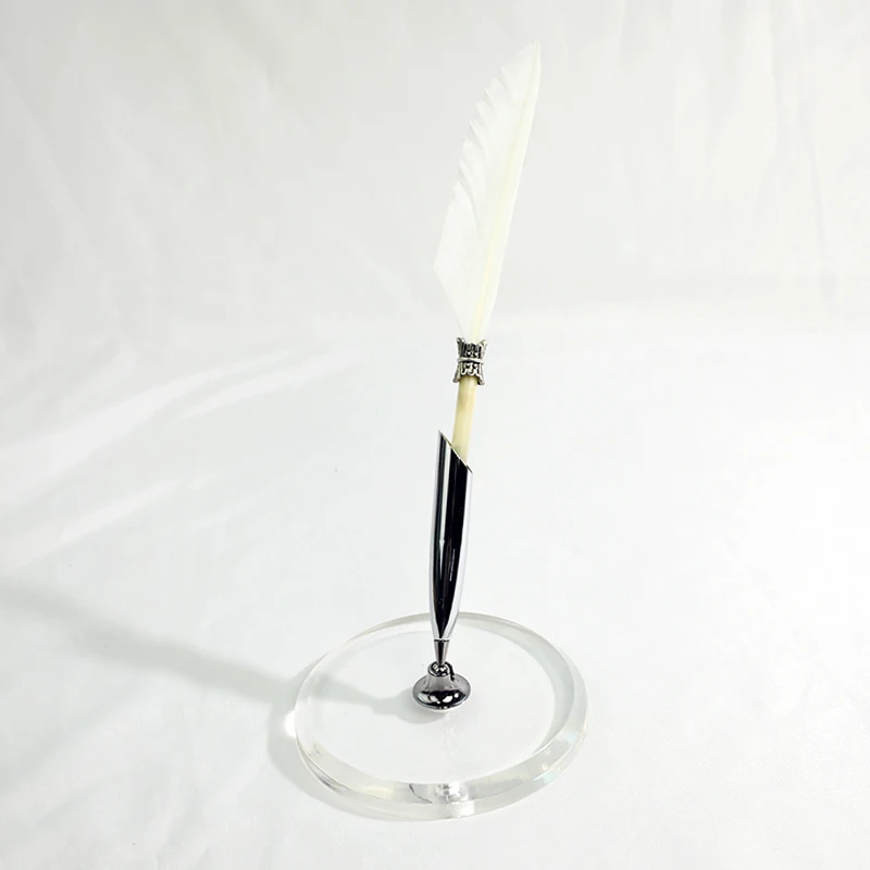 Quality Acrylic Pen Holder Round Shape Transparent Single Pen Stand Base For Desktop Pen display