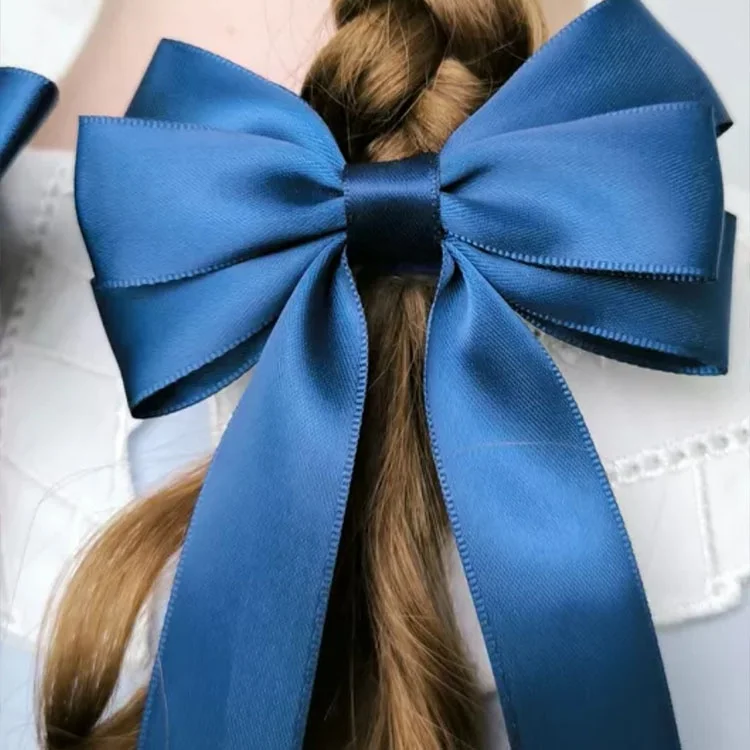 Wholesale Ribbon Bow Hairpin Girls Hair accessories Solid color headwear bow scrunchie