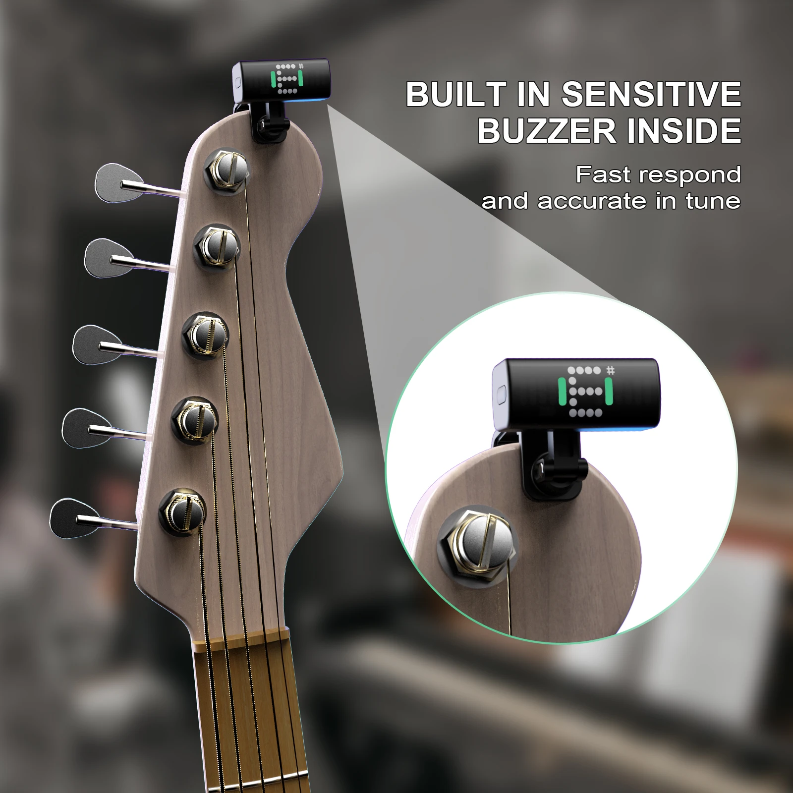 Guitar Tuner Clip-On A10 Tuner Digital Electronic Tuner with LED Display for chromatic
